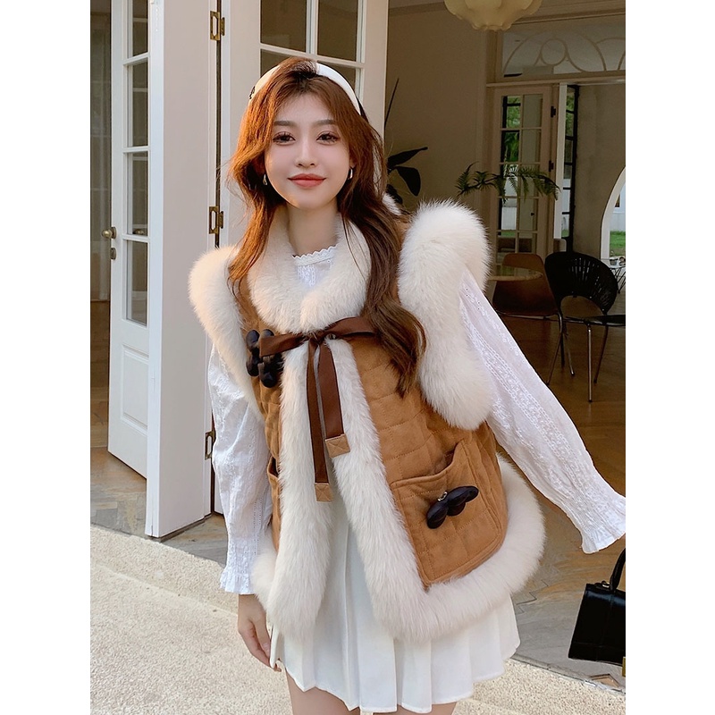 Áo Khoác Lông Cáo Không Tay Thời Trang Mùa Đông Mới 2022 Dành Cho Nữ