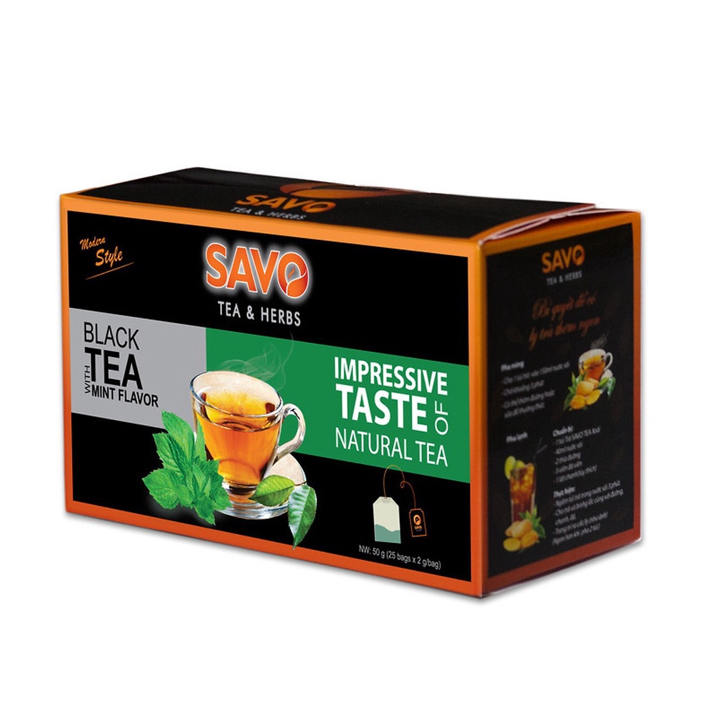 Trà bạc hà túi lọc SAVO (25 gói x 2g)