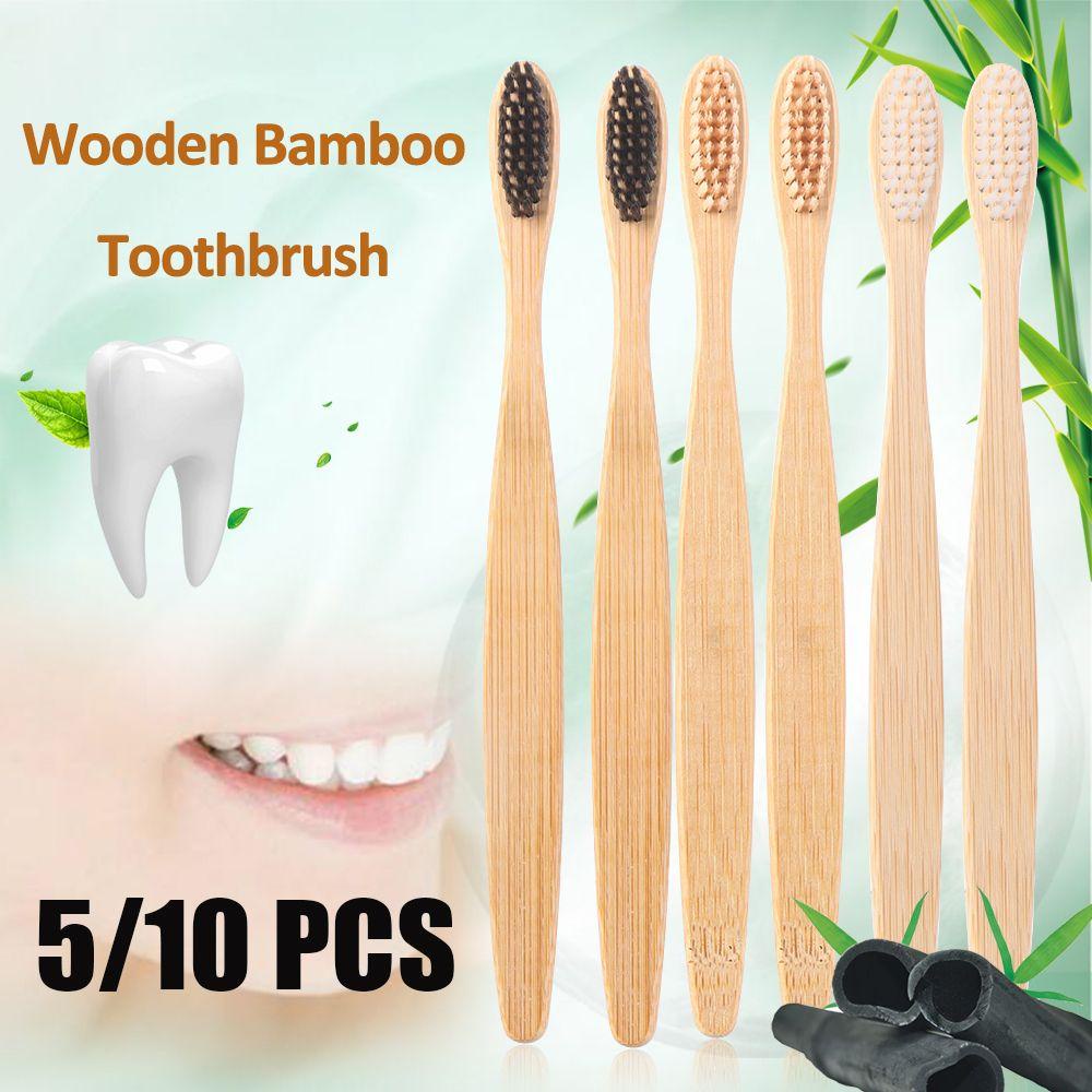 Bàn Chải Đánh Răng Sợi Tre Lông Mềm Nhiều Màu Sắc Dành Cho Người Lớn