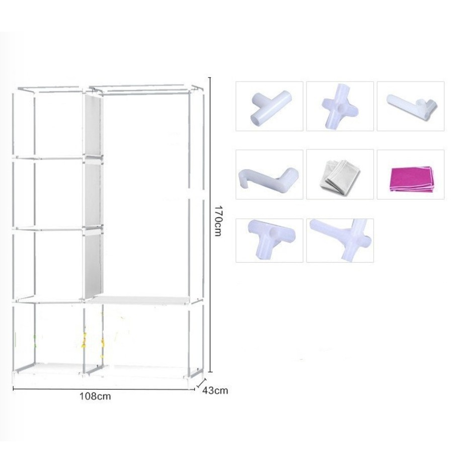 TỦ VẢI QUẦN ÁO 3D 2 BUỒNG 6 NGĂN LOẠI CAO CẤP .