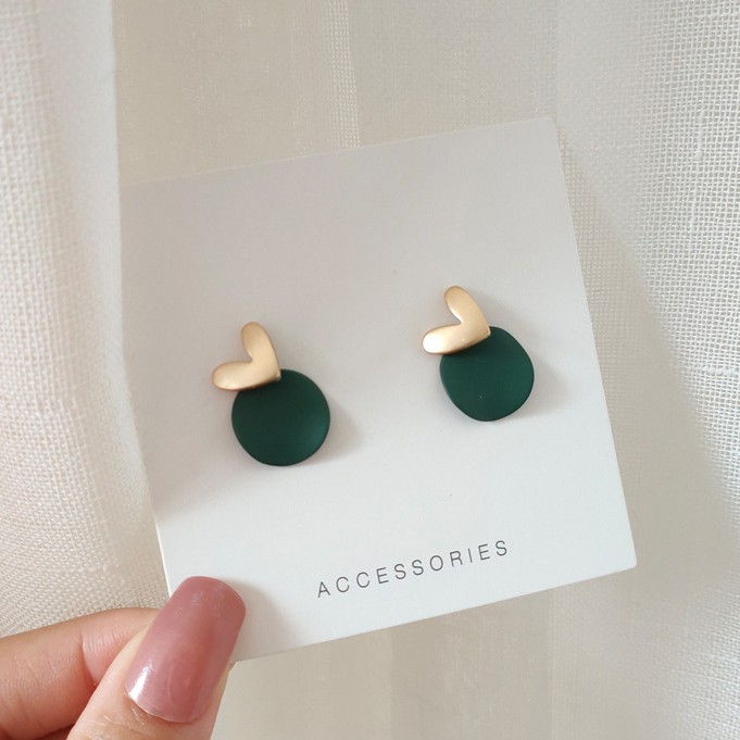 Bông tai hình tim kiểu dáng hàn quốc dể thương nữ tính - Mely 1402