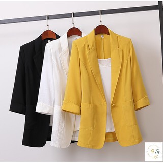 Áo blazer nữ trơn tay lửng phong cách Hàn Quốc