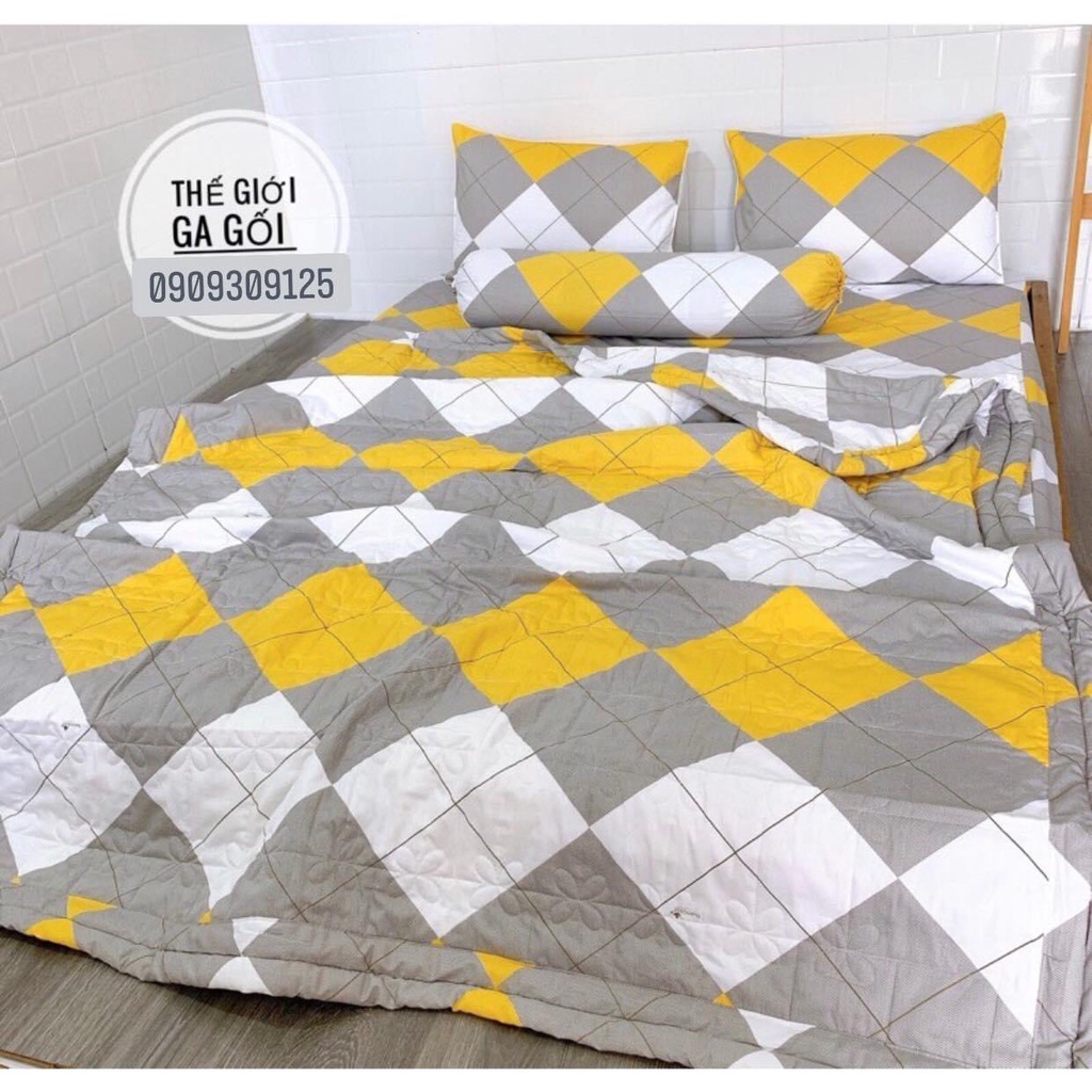 (ga giường 5 món) Bộ Drap + CHĂN MỀN Thắng Lợi cao cấp cotton 100% chuẩn LOGO