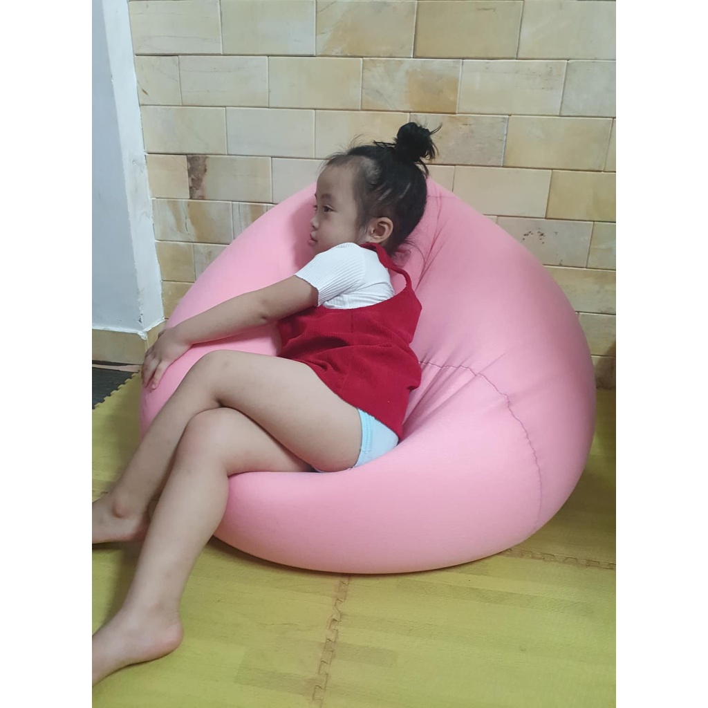 Ghế lười hạt xốp 3ii Home hình trái lê cao cấp màu hồng size M 80x100cm