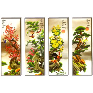 Tranh Thêu Chữ Thập 3D Mai Trúc Cúc Tùng 223046 (KHÁCH TỰ THÊU) KT:127X78CM