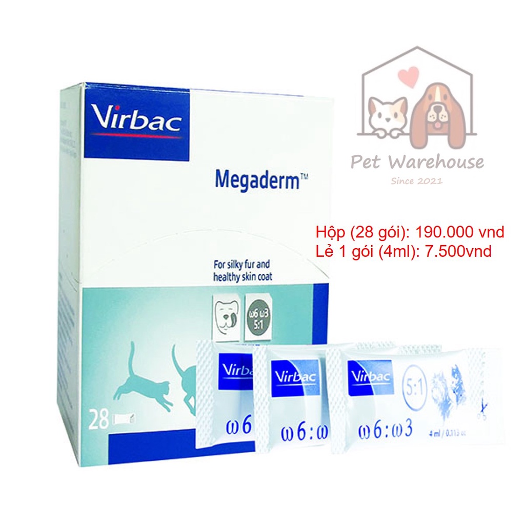 Hộp gel dinh dưỡng Virbac Megaderm giúp mượt da lông và điều trị giảm ngứa viêm da cho chó mèo