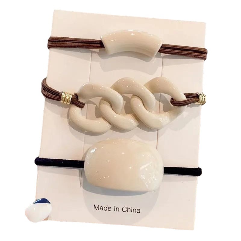 Set 3 Dây Cột Tóc Cao Su Co Giãn Thời Trang Cho Nữ