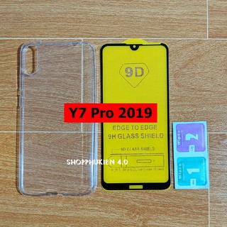Combo ốp lưng silicon + kính cường lực 9D full màn hình Huawei Y7 Pro 2019 Tặng Phụ Kiện Dán