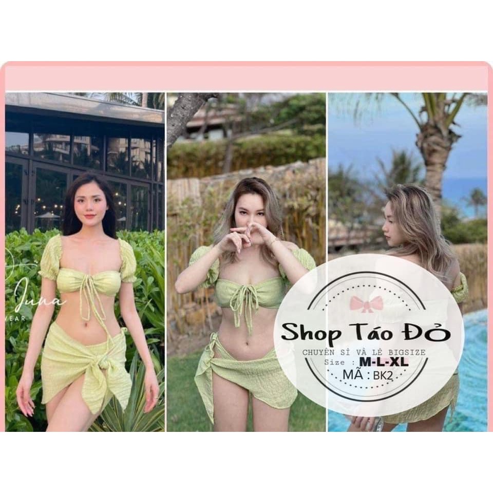 Set 3 món Bikini 2 mảnh nhún nhăn KHÔNG MÚT sang chảnh BK2  🍎🍎🍎