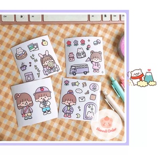 Set 4 tấm sticker PVC cô bé siêu cute