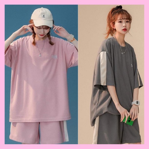 Bộ Thể Thao Thêu Chữ Unisex - Set Áo Thun Tay Lỡ Quần Đùi Form Rộng Unisex Phong Cách Ullzang - HANHAN SHOP