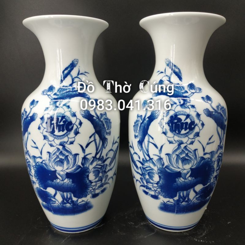 Lọ lục bình men xanh lam