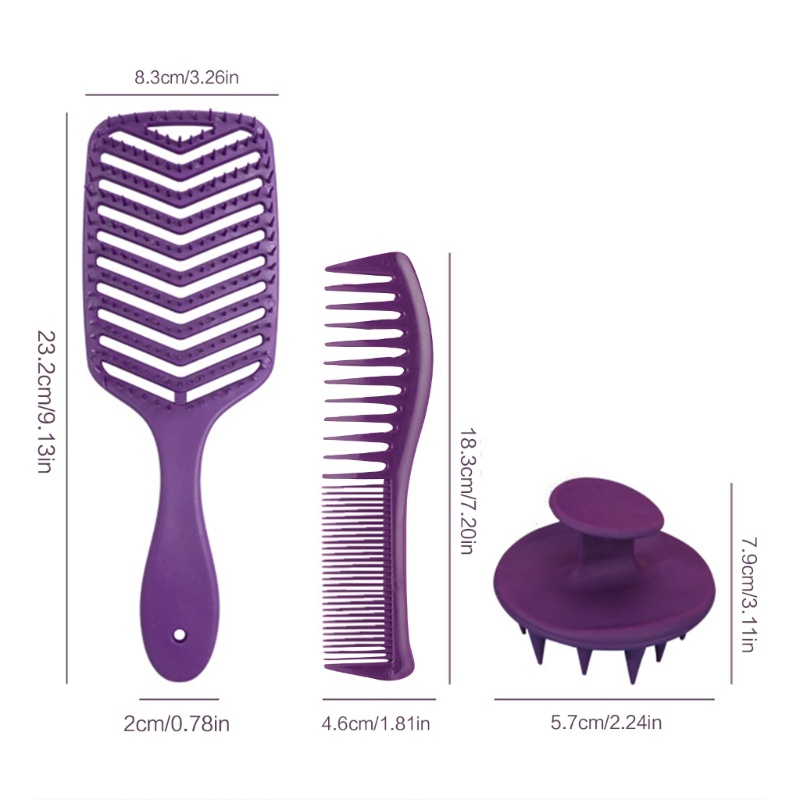 Set 3 Lược Chải Tóc Tạo Kiểu Chuyên Dụng Cho Salon YOUYO