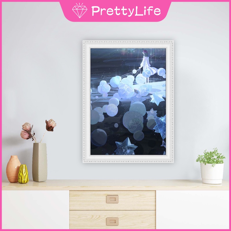 Bộ tranh đính đá 5D họa tiết cô gái &amp; ngôi sao độc đáo kích thước 30x40cm/40x50cm DIY