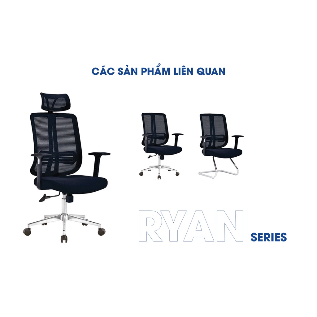 Ghế xoay văn phòng công thái học GOVI Ryan R09TD-Thiết kế tựa đầu điều chỉnh, tựa tay cố định, mâm ghế ngả sau khóa  ngả