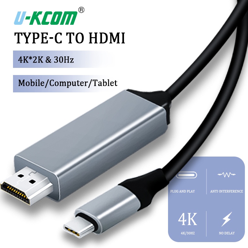 U-kcom Cáp chuyển đổi USB C sang HDMI 4K 60Hz 1080P / 2m