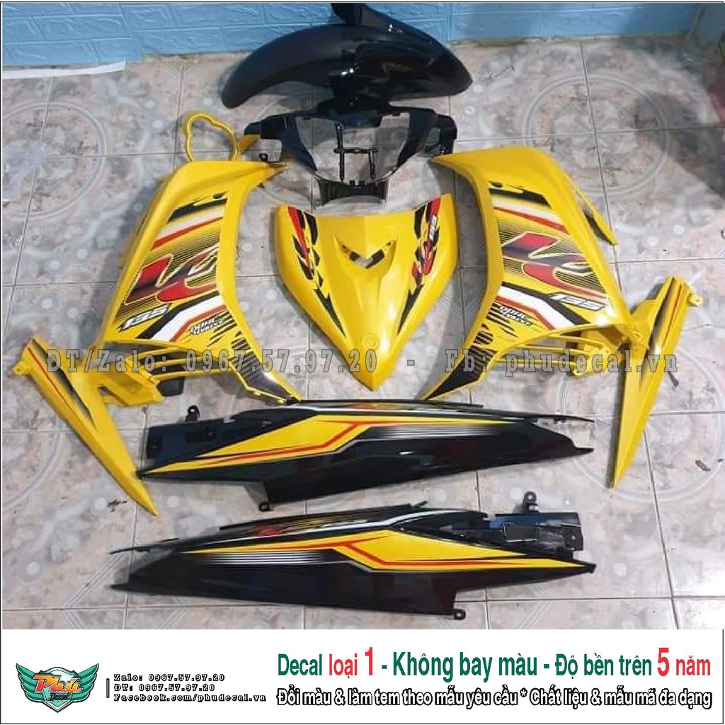 Tem rời xe Exciter 135 Lc vàng đen V6 (A)