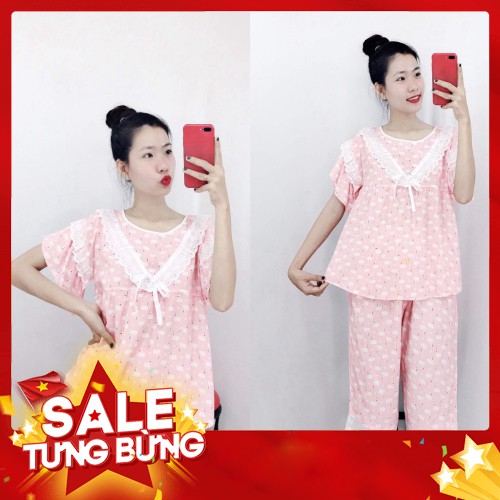 Bộ Đồ Mặc Nhà Pijama Lụa Tole Quảng Châu Lửng Kute - Hàng nhập khẩu