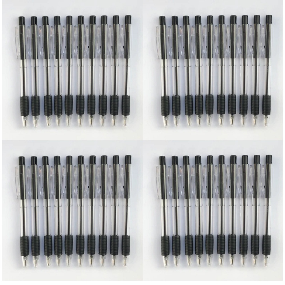 Daiso Bút Bi Knock Ball Point Pen Black 10P