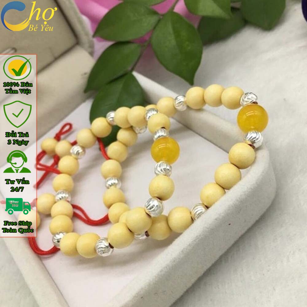 Vòng dâu tằm đeo tay cho bé - Gỗ dâu tằm thật - Tránh gió trừ tà - Bảo hành 12 tháng