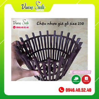 Chậu trồng lan nhựa giả gỗ size 23cm combo 5 cái