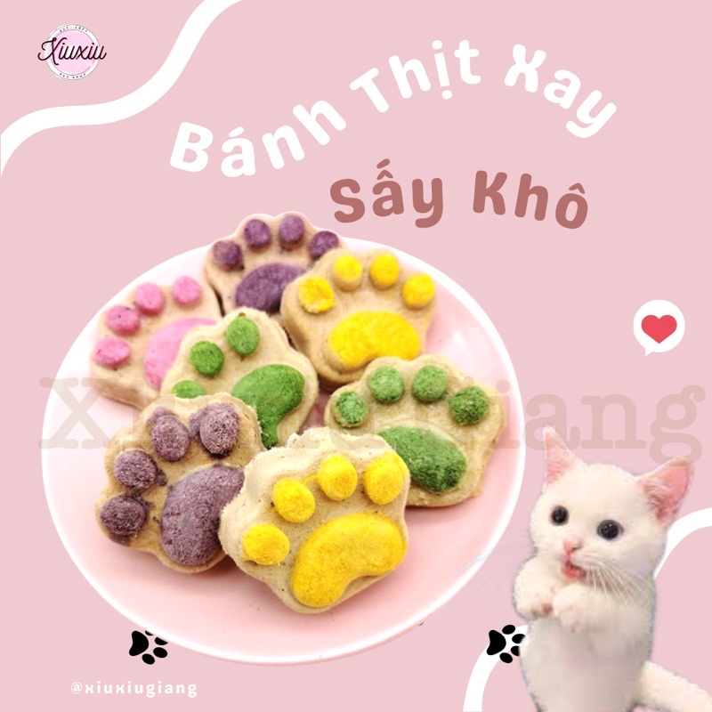 Bánh Thịt Xay Sấy Hình Chân Mèo, Snack Thưởng Cho Thú Cưng Gói 5gr - Xiuxiu Giang