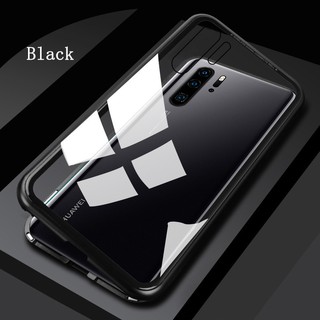 Ốp lưng mặt kính cường lực phối viền kim loại nam châm mới lạ cho Huawei P30 Pro / p30 / p30 Lite / Nova 4E