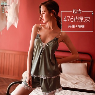 đồ bộ ngủ sexy satin lụa phối ren