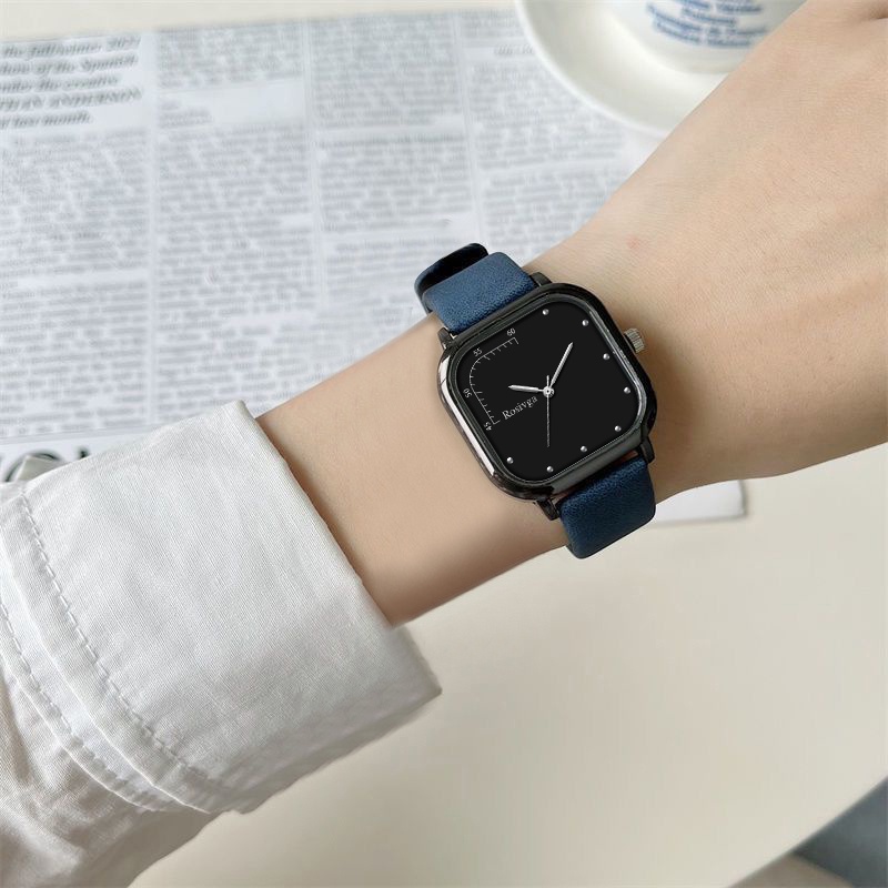 Đồng Hồ Nam Nữ Mặt Vuông Dây Da Hiệu ROSIVGA