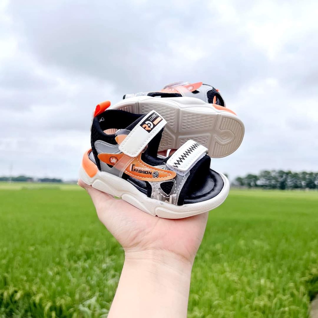 sandal bé trai - dép quai hậu cho bé gái đi học siêu nhẹ quai vải hồng cam  fashion êm chân full hộp 900 ( có ảnh thật)