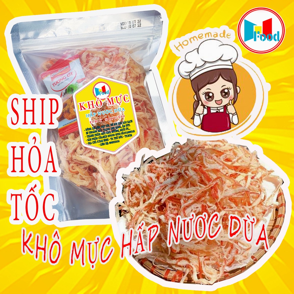 Mực Hấp Nước Dừa Xé Sợi loại 1 - Đồ Ăn Vặt Ngon [ Gói 500.Gram ]