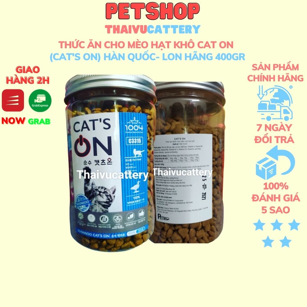 Thức ăn Cho Mèo Hạt Khô Cat On (Cat's On) Hàn Quốc- lon hãng 400gr