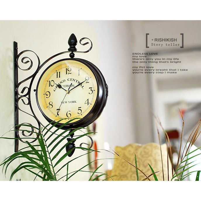 Đồng hồ treo tường 2 mặt vintage