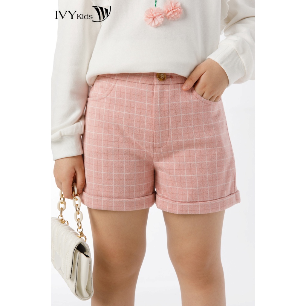 Quần sooc dạ kẻ bé gái IVY moda MS 20G1470