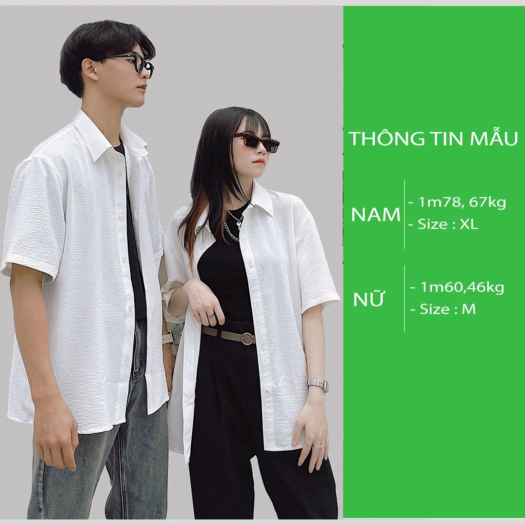Áo Sơ Mi Nam Nữ Tay Ngắn Unisex Vải Đũi Lụa Chống Nhăn Thoáng Mát QTSM01 | BigBuy360 - bigbuy360.vn