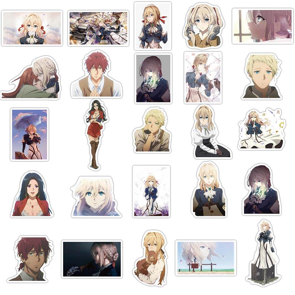 Bộ 50 Miếng Dán Hình Anime Violet Evergarden Chống Thấm Nước Trang Trí Vali/Laptop/Xe Đạp