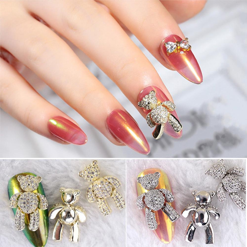 Hương Thơm Móng Tay 3D|Hoa Hồng Tự Làm|Charms Sáng Bóng Sang Trọng|Trang Sức Móng Tay Hình Gấu