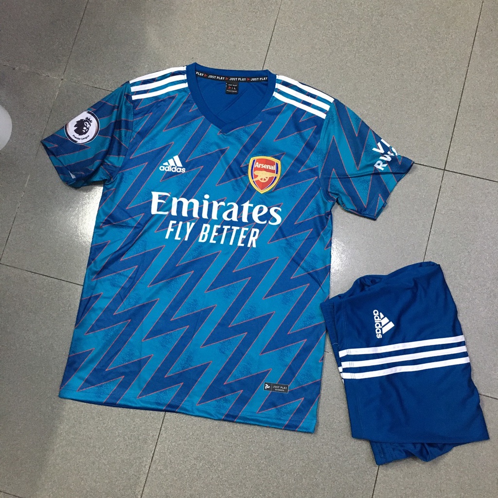 Bộ quần áo bóng đá CLB Arsenal xanh sọc zic zac training mới nhất 2022 FLG