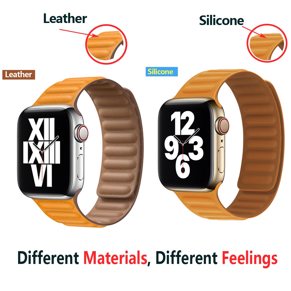Dây Đeo Bằng Da Khóa Nam Châm Cho Đồng Hồ Thông Minh iWatch Series 2 3 4 5 6 7 SE 38mm 40mm 42mm 44mm Series 7 41mm 45mm