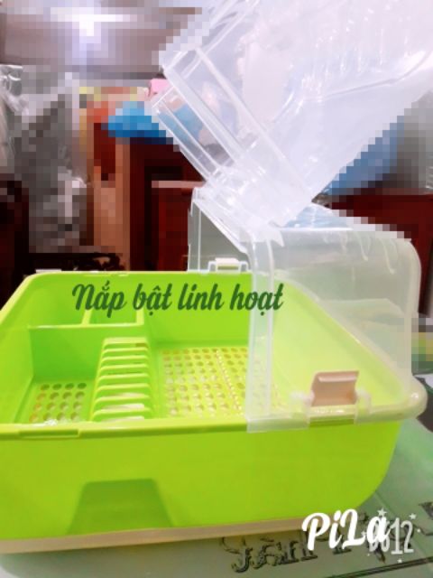 Kệ Úp chén đĩa ( sóng đĩa nắp) đơn có nắp bật tiện lợi 478 × 456 × 300 mm Nhựa Hiệp Thành 558HI