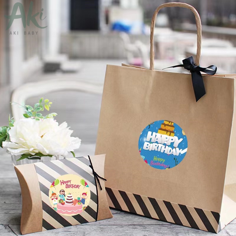 Giá Xưởng - Cuộn Sticker 500 tem happy birth day nhãn dán chúc mừng sinh nhật 25mm trang trí xinh xắn