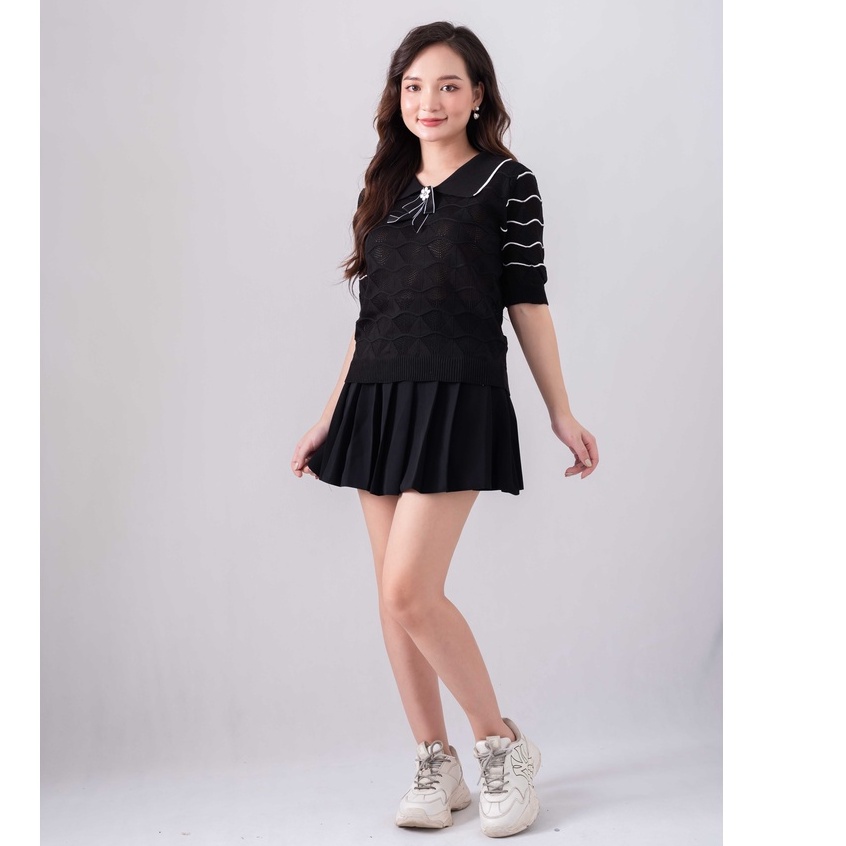 Áo Len Nữ Tay Ngắn Thắt Nơ Cách Điệu Phong Cách Hàn Quốc kiểu áo len nữ mẫu mới - sota Shop