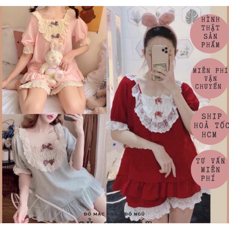 SÉT BỘ VẢI ĐŨI TIỂU THƯ PHỐI REN FREE SIZE 60KG ĐỔ LẠI -THÍCH HỢP MẶC NHÀ -ĐI DẠO PHỐ - ĐI CÀ PHÊ BẠN BÈ- DỄ MẶC LĂM ẠH
