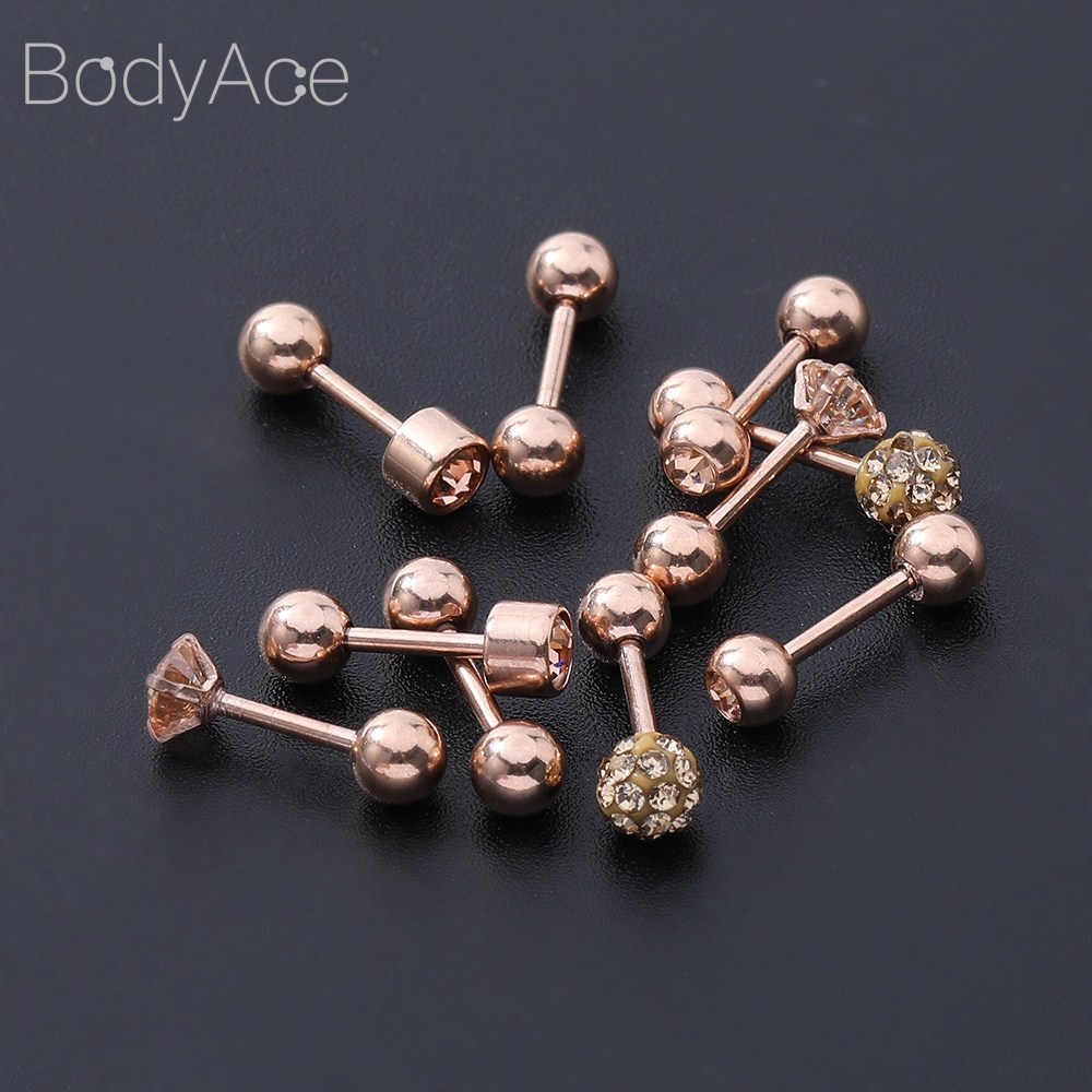Set 10 Khuyên Tai Thép Không Gỉ Đính Đá Pha Lê Thời Trang