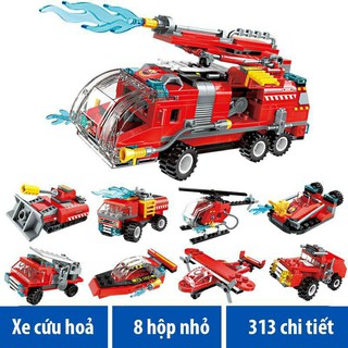 Bộ lắp ráp thông minh 8 trong 1- Mô hình xe cứu hỏa 1805