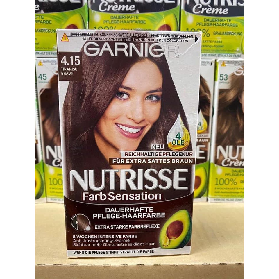 Thuốc nhuộm tóc phủ bạc 100% của Garnier Nutrisse Creme hàng xách tay từ Đức