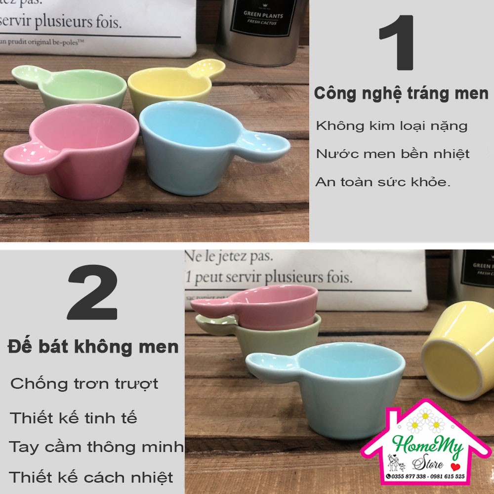 [Pink] Chén sứ  gáo sứ mini trang trí decor đựng gia vị cho phòng ăn gian bếp màu hường gốm sứ bát tràng