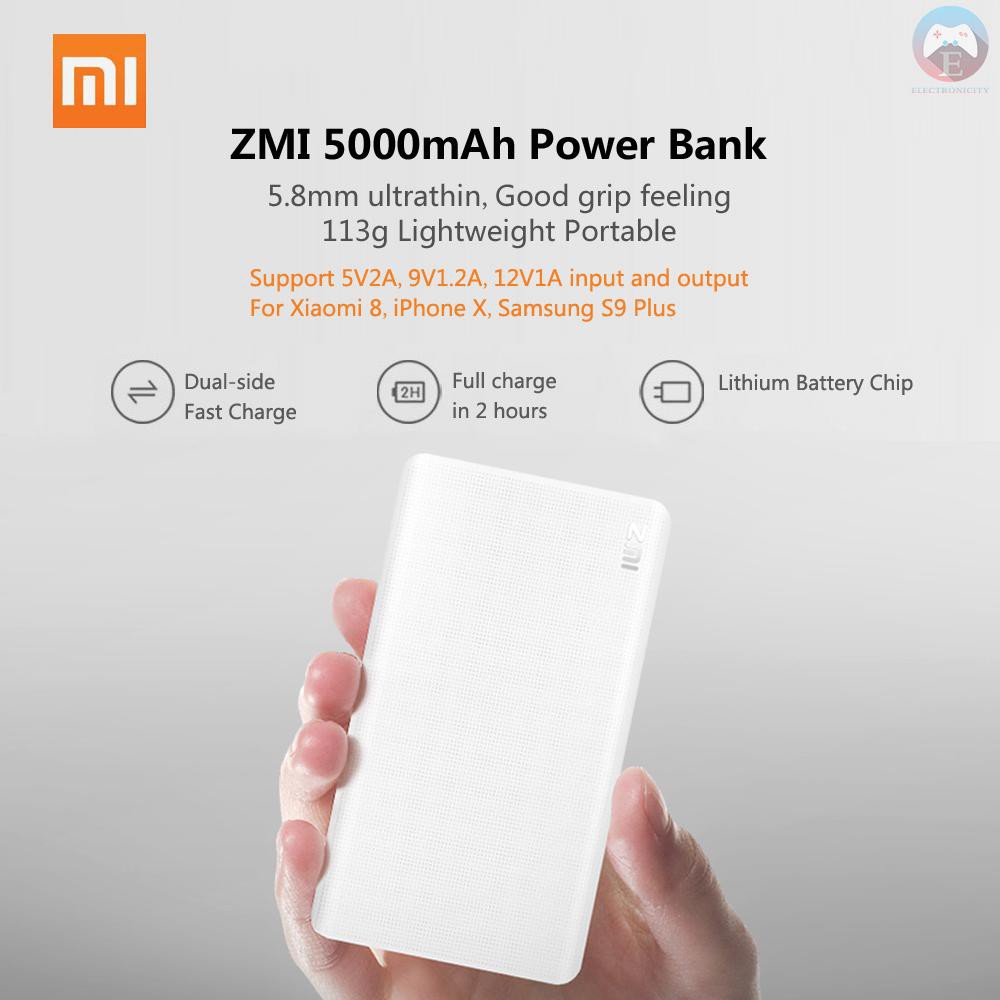 Ê Original Xiaomi ZMI 5000mAh Power Bank External Battery Two-way Quick Charge 2.0 for iPhone iPad Samsung Portable Powerbank