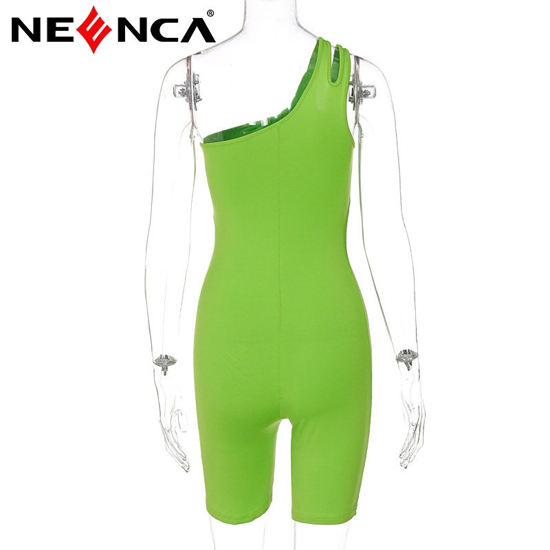 Bộ áo liền quần thể thao NEENCA nâng hông một vai màu trơn thời trang dành cho nữ | BigBuy360 - bigbuy360.vn