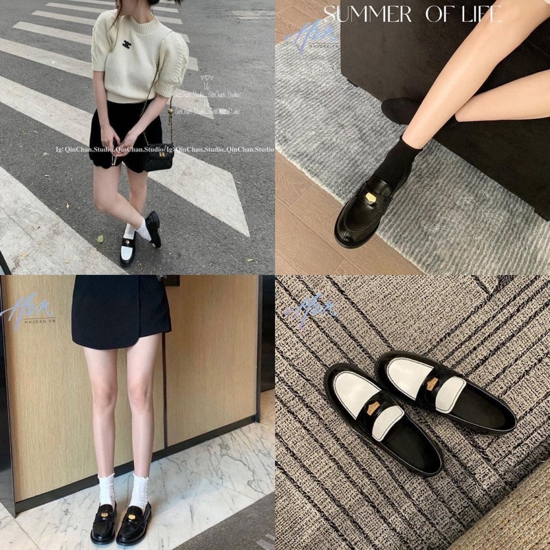 Giày loafer nữ hai màu vintage